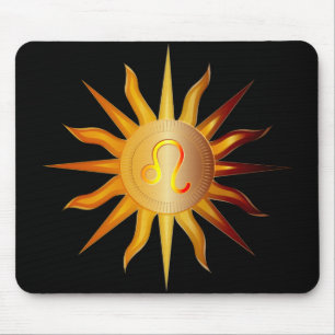 Leo Sonne Feuerzeichen Geburtsmonat Schwarz Rot &  Mousepad