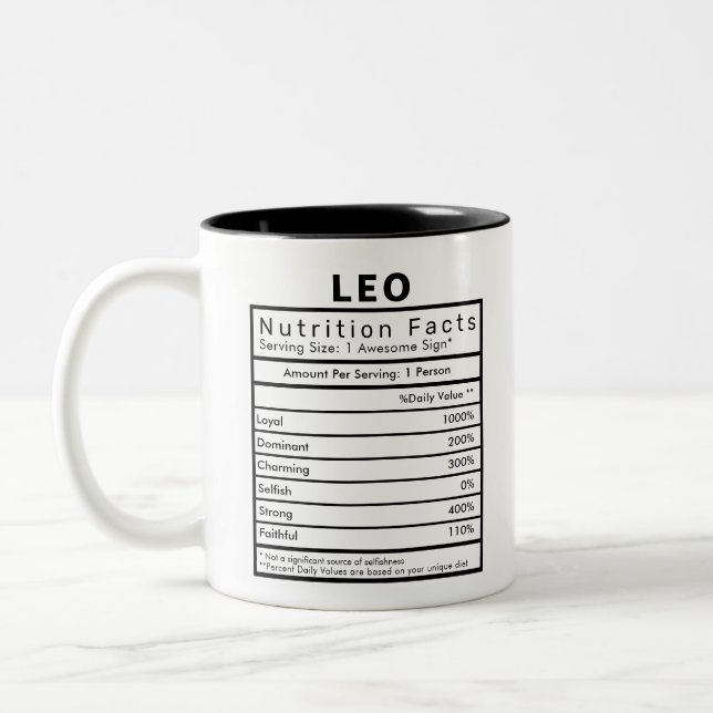 Leo Star Sign Nutrition - Statistiken Zweifarbige Tasse (Links)