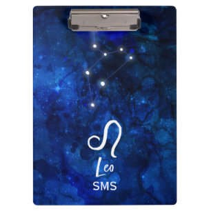 Leo-Sternbild Dunkelblau-Galaxie-Monogramm Klemmbrett
