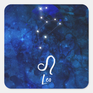 Leo-Sternbild Dunkelblaue Galaxie Quadratischer Aufkleber