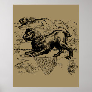 Leo-Sternbild Hevelius 1690 23. Juli - 22. August Poster