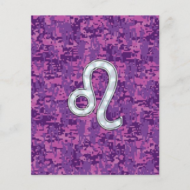 Leo-Sternzeichen auf Fuchsia-Digitaltarnung Flyer (Vorne)