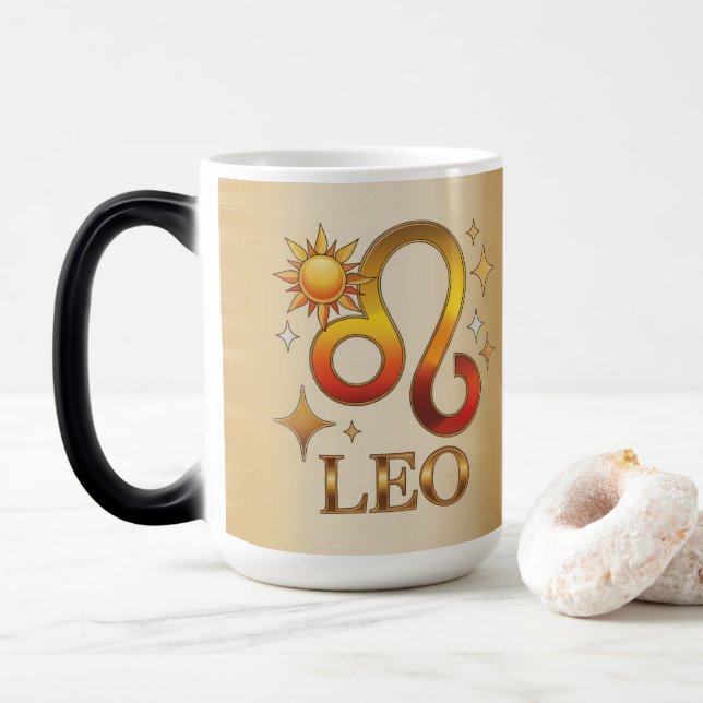 Leo Sternzeichen Glyphen-Morph-Becher Verwandlungstasse (Mit Donut)
