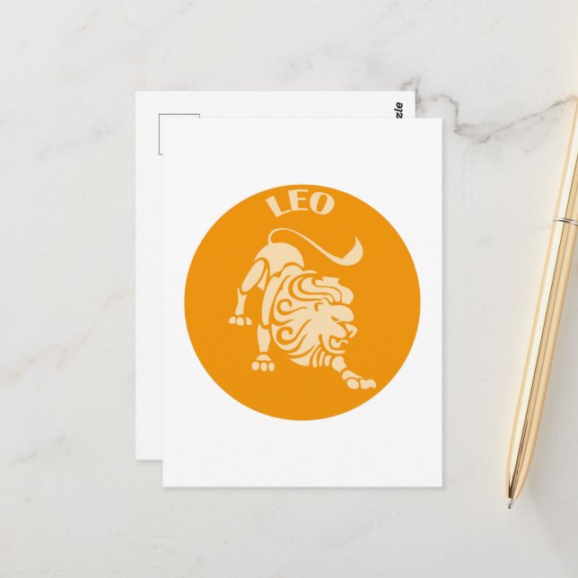 Leo, Sternzeichen, Horoskop, Astrologie Postkarte (Vorderseite/Rückseite Beispiel)