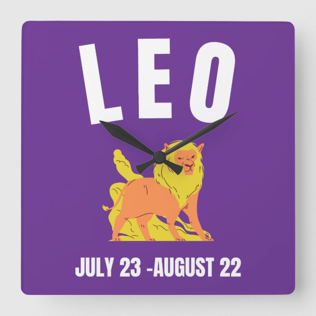 Leo-Sternzeichen Quadratische Wanduhr (Vorderseite)