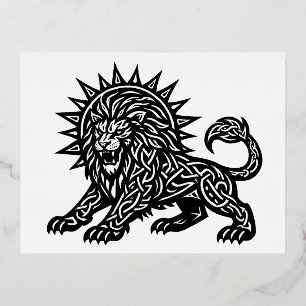 Leo Sternzeichen Sonnenmähne Löwe BurnsInHell Folien Feiertagspostkarte