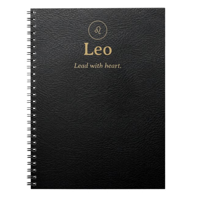 Leo-Sternzeichen-Spiralblock - Faux-Leder-Optik Notizblock (Vorderseite)
