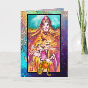 LEO,STRENGHT TAROT ASTROLOGY ZODIAC GEBURTSTAG KARTE