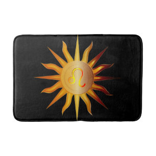 Leo Sun Fire Sign Birth Monat Black Red & Gold Badematte