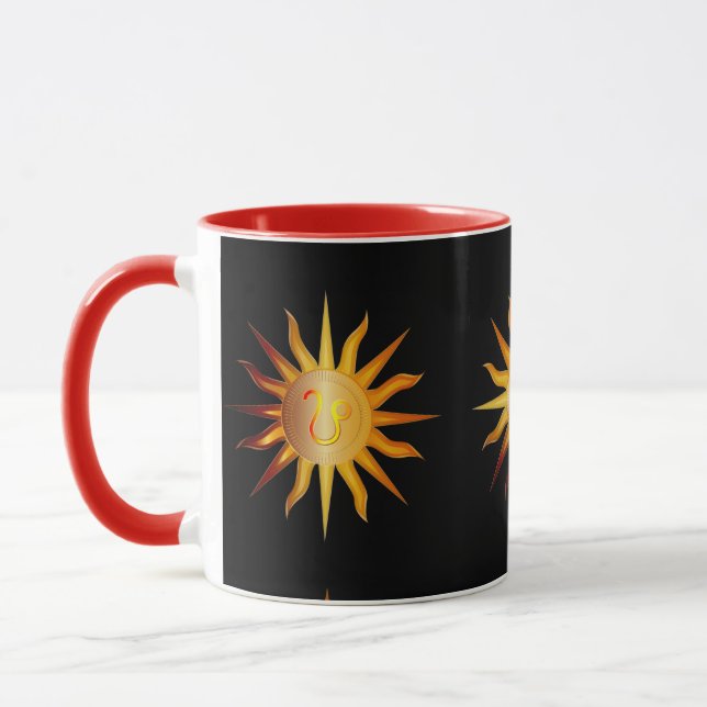 Leo Sun Fire Sign Birth Monat Rot & Gold Tasse (Links)