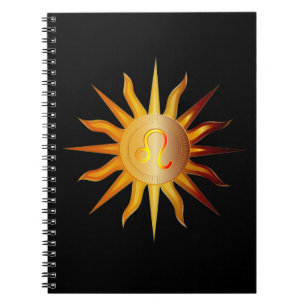 Leo Sun Fire Sign Birth Month Red & Gold Journal Notizblock