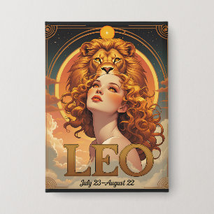 Leo Sun Sign Astrologie Juli August Geburtstag Button
