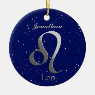 Leo Sun Zeichen mit Name Keramik Ornament