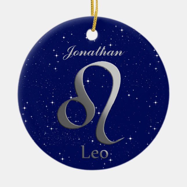 Leo Sun Zeichen mit Name Keramik Ornament (Vorne)