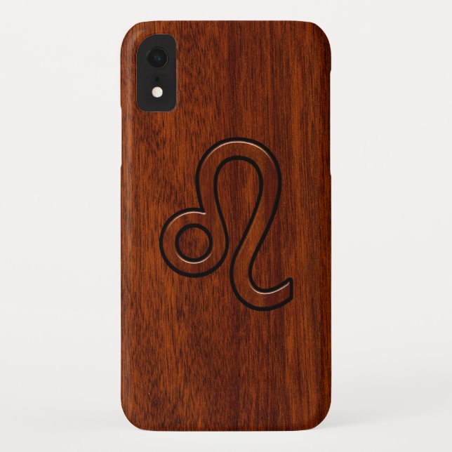 Leo-Symbol in Mahogany-Holzstil-Dekoration Case-Mate iPhone Hülle (Rückseite)