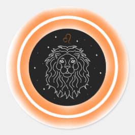Leo Symbol – Minimal Astrology Emblem Runder Aufkleber