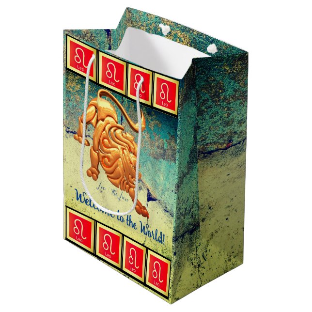 Leo - The Lion Baby (23. Juli - August 22) Mittlere Geschenktüte (Vorderseite Schrägansicht)