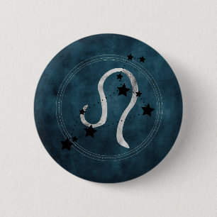 Leo the Lion Black & Silver Sternbild Button