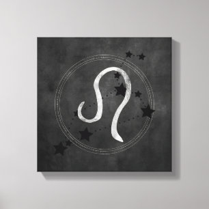 Leo the Lion Black & Silver Sternbild Leinwanddruck