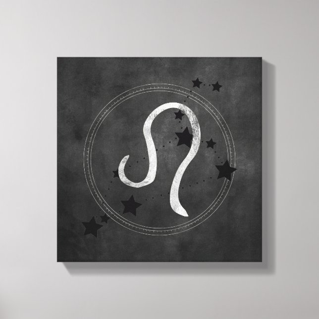 Leo the Lion Black & Silver Sternbild Leinwanddruck (Vorderseite)