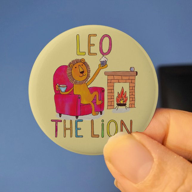 Leo the Lion, Teetrinker, niedlicher Zodiakonzern Button (Von Creator hochgeladen)