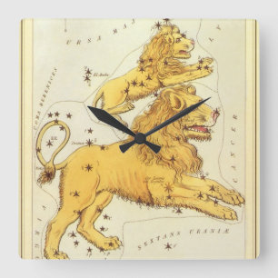 Leo the Lion Vintag Constellation Urania Mirror Quadratische Wanduhr