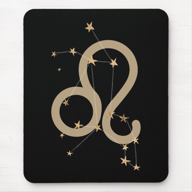 Leo the Lion Zodiac Constellation goldene Sterne Mousepad (Vorne)