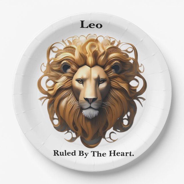 Leo The Lion: Zodiaks wildes Geburtszeichen Pappteller (Vorderseite)