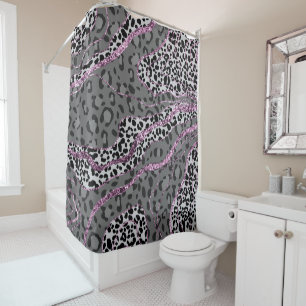Leo Tierdruck Glitter Glam 3 Duschvorhang