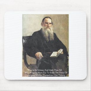 Leo Tolstoi "Krieg ist ungerecht" Weisheitszitate- Mousepad