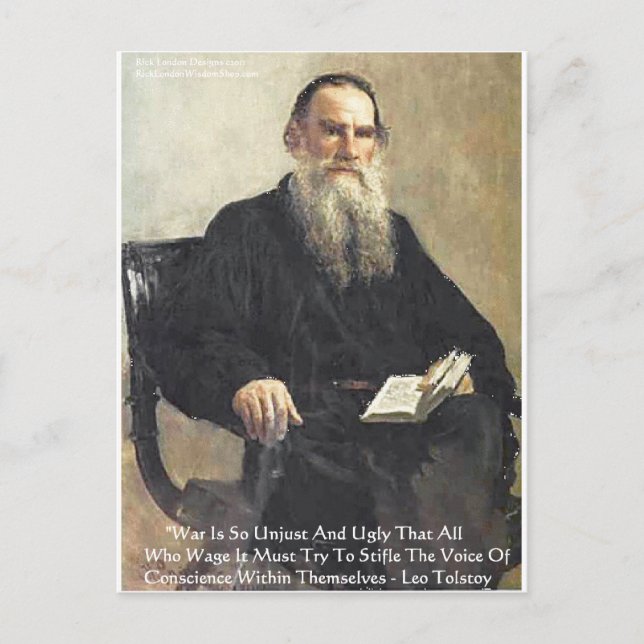Leo Tolstoi - "Krieg ist ungerecht" - Zitate von W Postkarte (Vorderseite)