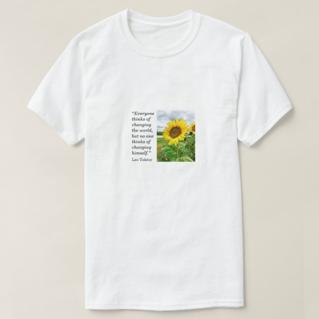 Leo Tolstoi, Sonnenblume, weiß T-Shirt (Design vorne)