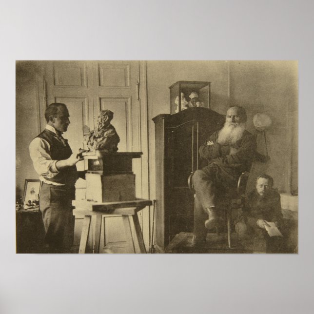 Leo Tolstoi und der Bildhauer Prinz Paolo Poster (Vorne)