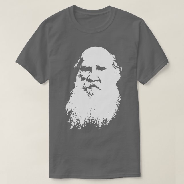 Leo Tolstoi White auf schwarz T-Shirt (Design vorne)