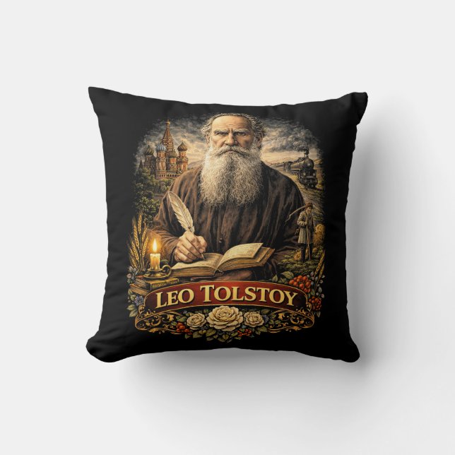 Leo Tolstoy Kissen (Vorderseite)