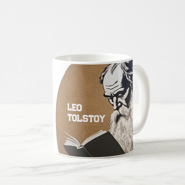 Leo Tolstoy Portrait - Goldene Illustration Kaffeetasse (VorderseiteRechts)