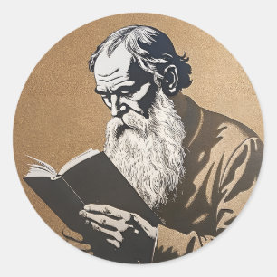 Leo Tolstoy Portrait - Goldene Illustration Runder Aufkleber