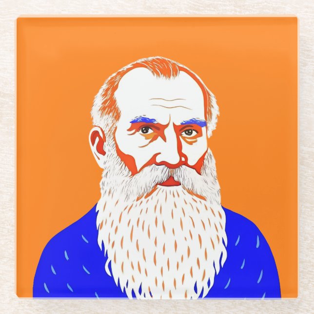 Leo Tolstoy Portrait - Grafik Glasuntersetzer (Vorderseite)