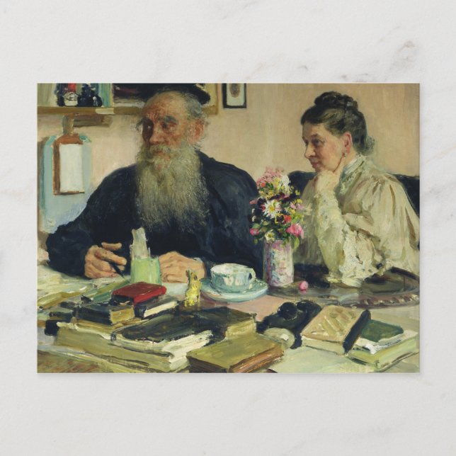 Leo Tolstoy with his wife in Yasnaya Polyana Postkarte (Vorderseite)