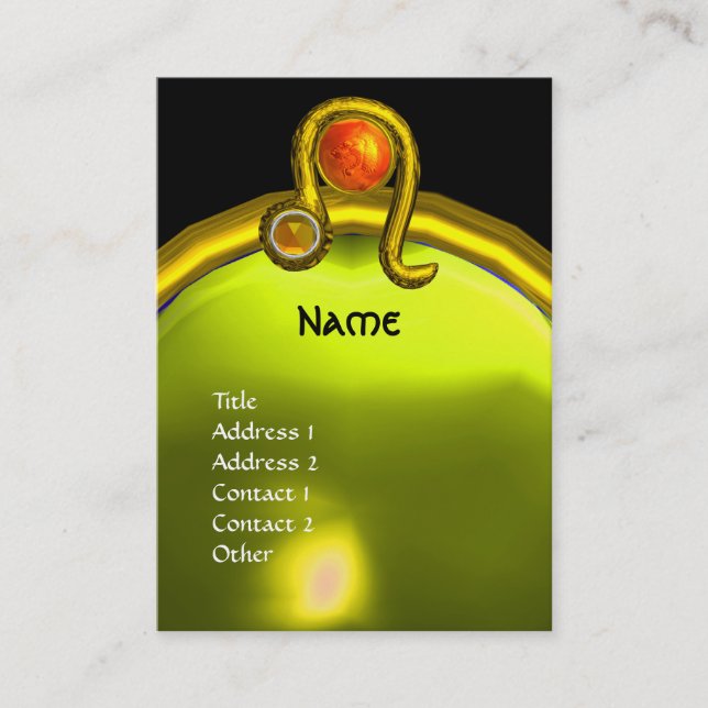 LEO, TOPAZ MONOGRAM, hellgelb, schwarz orange Visitenkarte (Vorderseite)