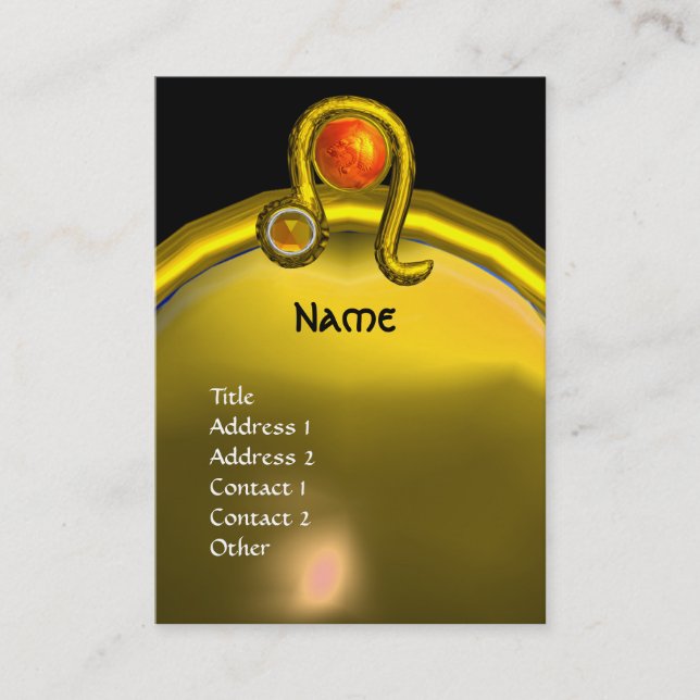 LEO, TOPAZ MONOGRAM, hellgelb, schwarz orange Visitenkarte (Vorderseite)