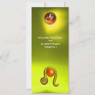 LEO TOPAZ MONOGRAM ZODIAC BURTHDAY PARTY Gelb Einladung