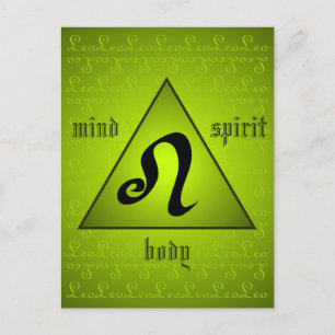 Leo Triangle Mind Body Spirit Holistic Green Postkarte