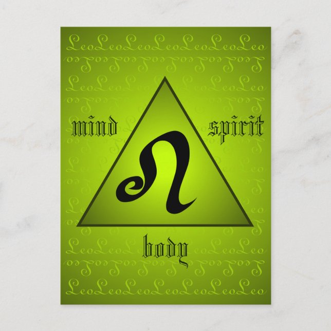 Leo Triangle Mind Body Spirit Holistic Green Postkarte (Vorderseite)