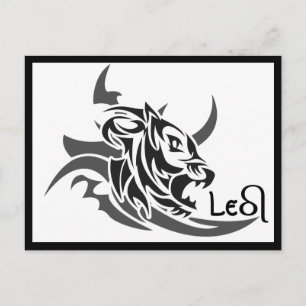 Leo Tribal Lion Tattoo Postkarte