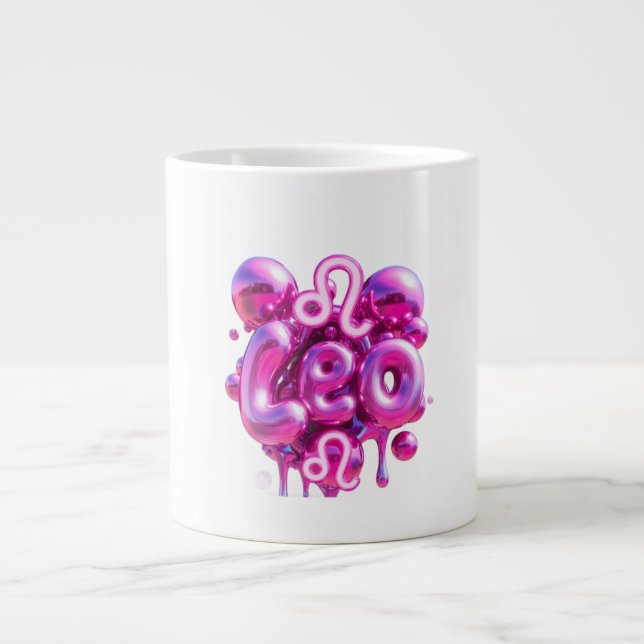 Leo-Typografie Rosa Blasenbuchstaben Tasse  (Vorderseite)