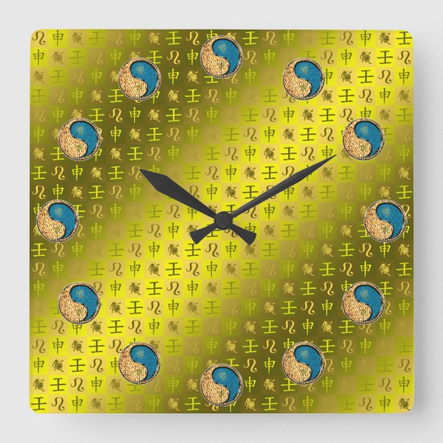 Leo & Wasser-Affe Quadratische Wanduhr (Vorderseite)