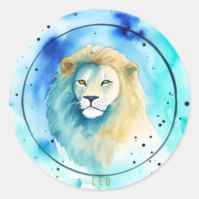 Leo Watercolor Zodiac Sticker (Vorderseite)