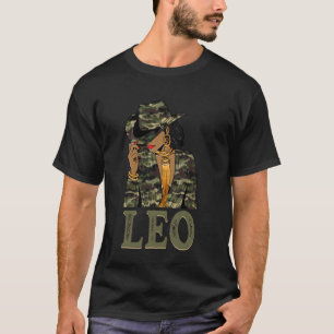 Leo Western Schwarze Cowgirl-Tarnung Zodiac T-Shirt