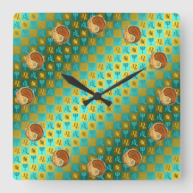 Leo & Wood Hund Quadratische Wanduhr (Vorderseite)